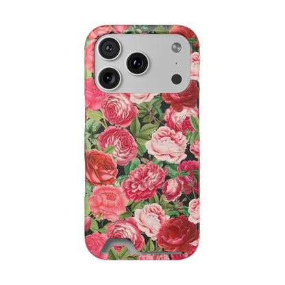 Coque de téléphone avec porte-cartes Floral Rose – Jardin vintage rose