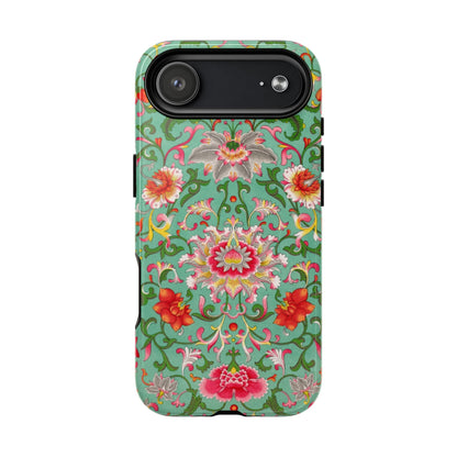 Coque de téléphone magnétique renforcée à motif floral vintage