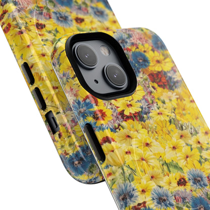 Coque de téléphone magnétique renforcée Floral Yellow Wildflower — Housse magnétique durable à fixation Snap