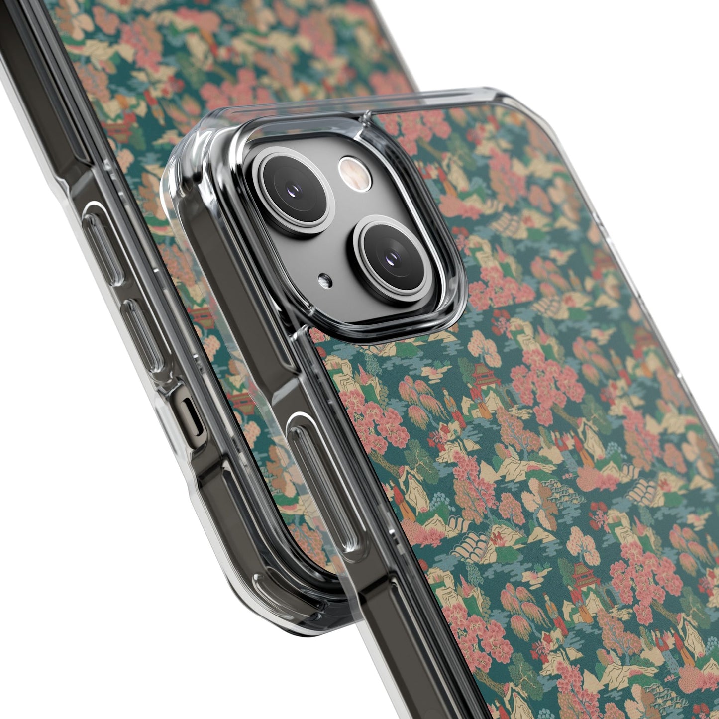 Floral Vintage Clear Magnetic Phone Case – Impact-Resistant iPhone Cover