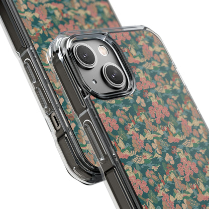 Floral Vintage Clear Magnetic Phone Case – Impact-Resistant iPhone Cover