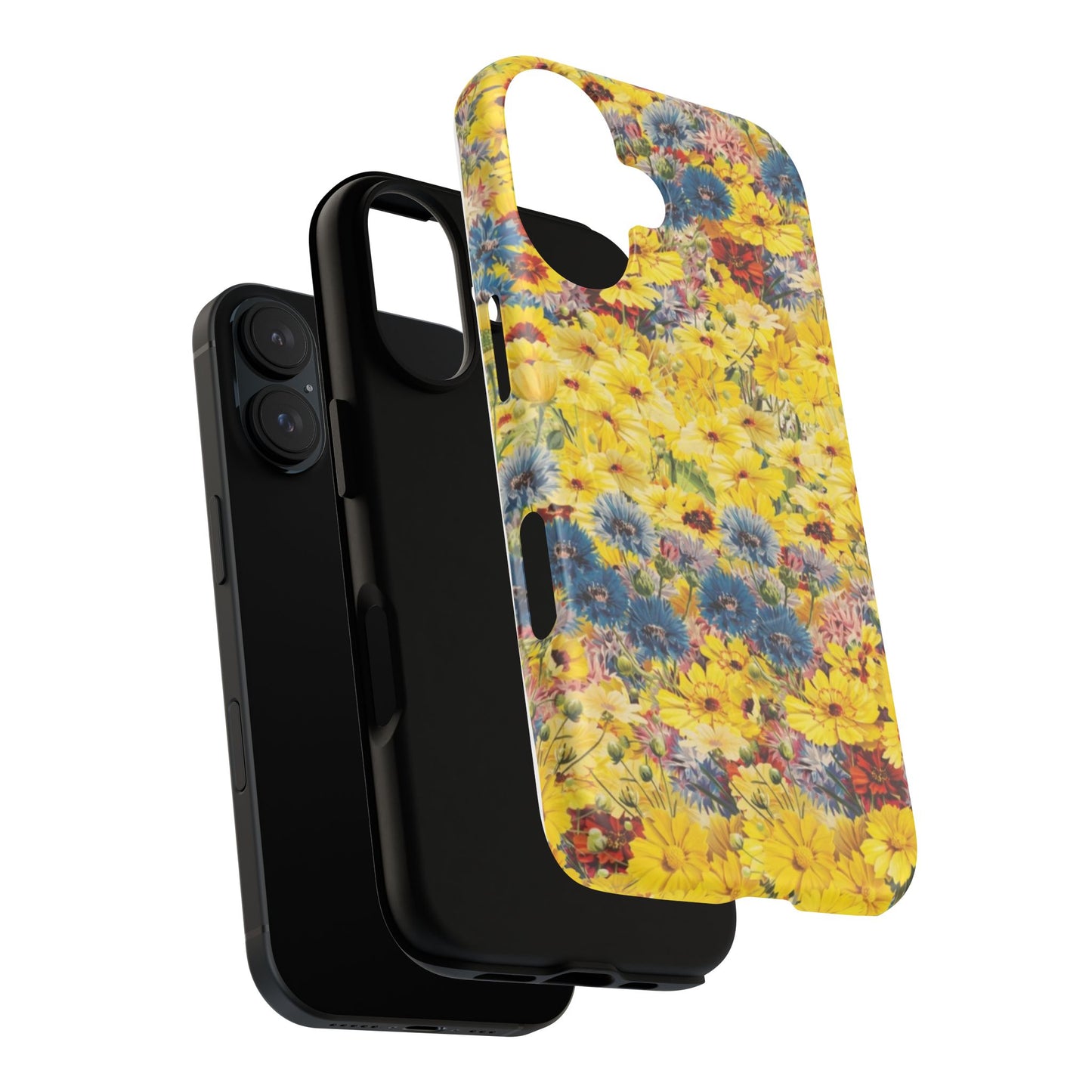 Coque de téléphone magnétique renforcée Floral Yellow Wildflower — Housse magnétique durable à fixation Snap