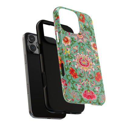Coque de téléphone magnétique renforcée à motif floral vintage