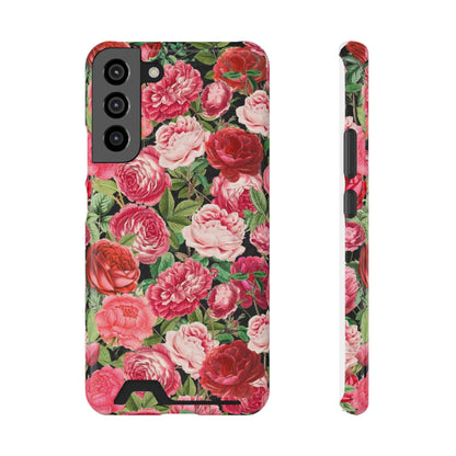 Coque de téléphone avec porte-cartes Floral Rose – Jardin vintage rose