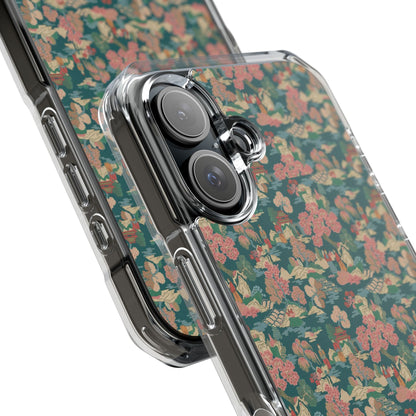 Floral Vintage Clear Magnetic Phone Case – Impact-Resistant iPhone Cover
