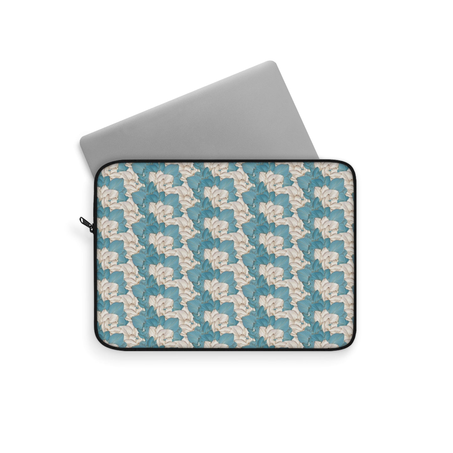 Blue Floral Pattern Laptop Sleeve — Vintage Magnolia Design