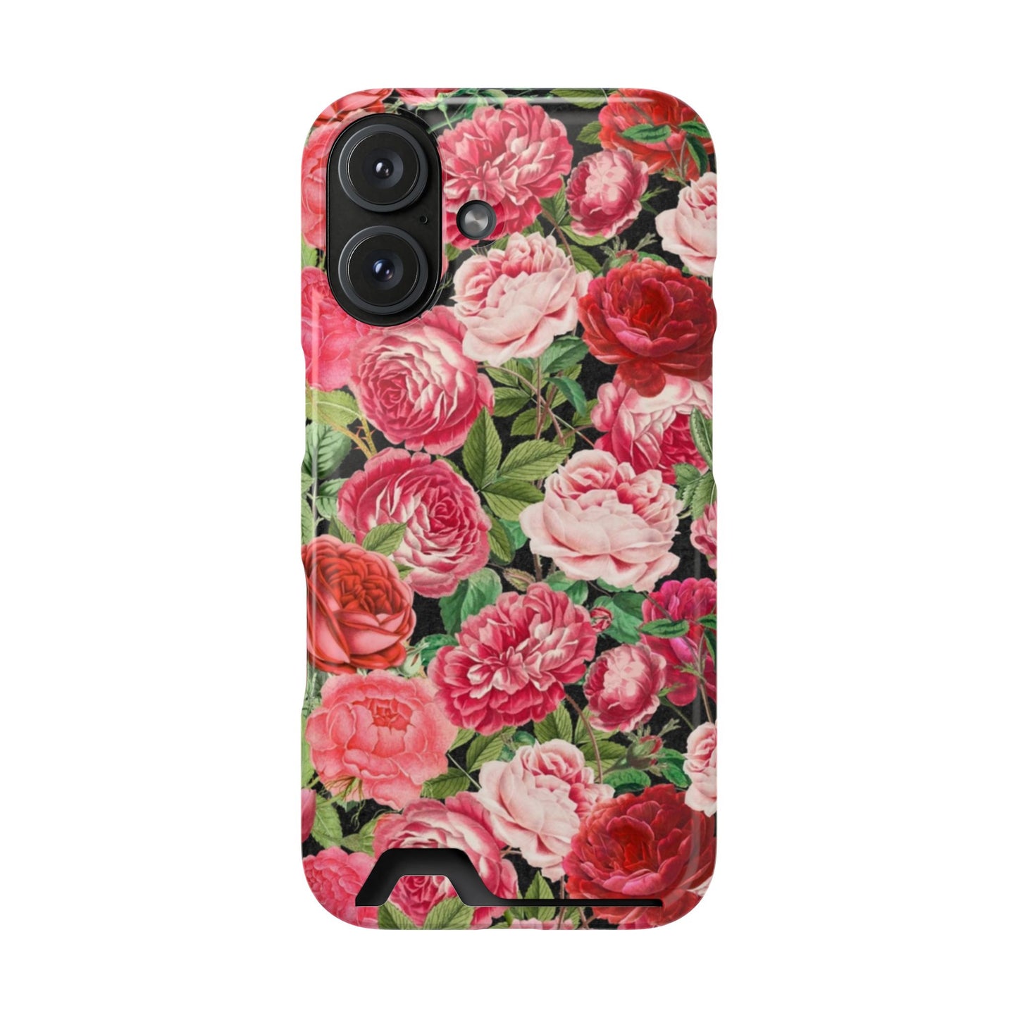 Coque de téléphone avec porte-cartes Floral Rose – Jardin vintage rose