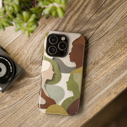 Coque de téléphone — Silhouettes multiculturelles abstraites magnétique et résistante aux chocs