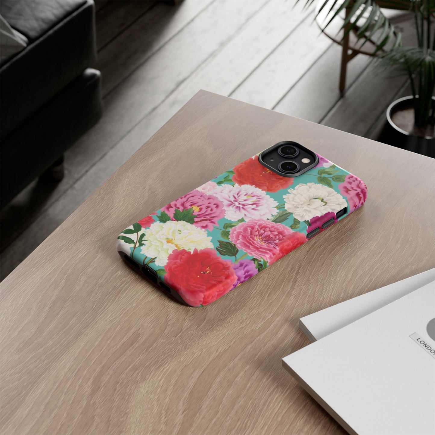 Coque de téléphone renforcée Floral Peony — Housse botanique protectrice pour iPhone