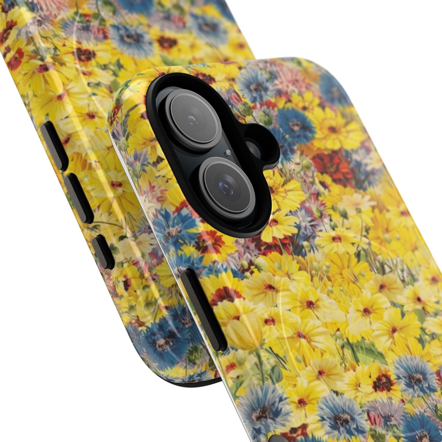 Coque de téléphone magnétique renforcée Floral Yellow Wildflower — Housse magnétique durable à fixation Snap
