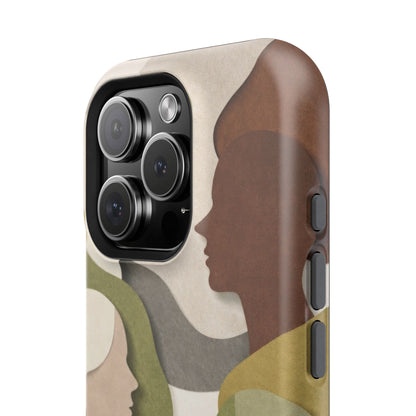Coque de téléphone — Silhouettes multiculturelles abstraites magnétique et résistante aux chocs