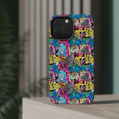 Coque de téléphone magnétique Graffiti Collage — Housse protectrice résistante aux chocs