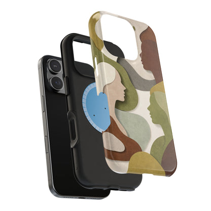 Coque de téléphone — Silhouettes multiculturelles abstraites magnétique et résistante aux chocs
