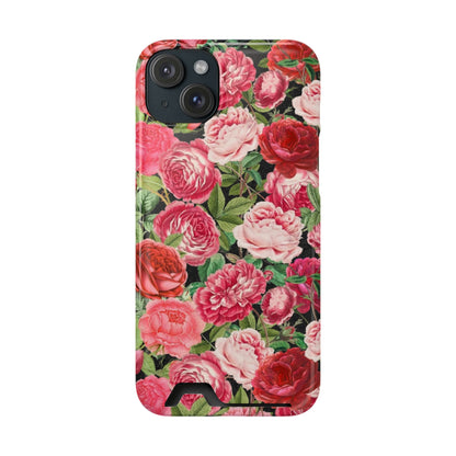 Coque de téléphone avec porte-cartes Floral Rose – Jardin vintage rose