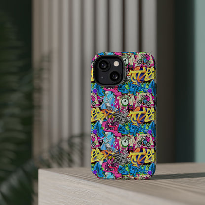 Coque de téléphone magnétique Graffiti Collage — Housse protectrice résistante aux chocs