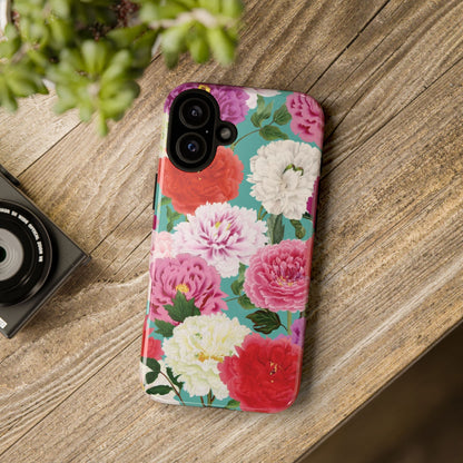 Coque de téléphone renforcée Floral Peony — Housse botanique protectrice pour iPhone