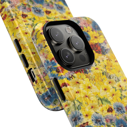 Coque de téléphone magnétique renforcée Floral Yellow Wildflower — Housse magnétique durable à fixation Snap