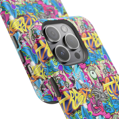 Coque de téléphone magnétique Graffiti Collage — Housse protectrice résistante aux chocs