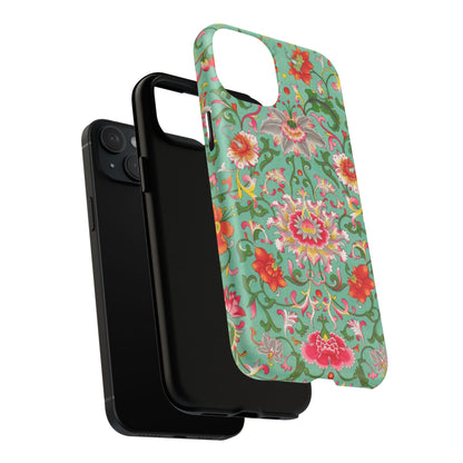 Coque de téléphone magnétique renforcée à motif floral vintage