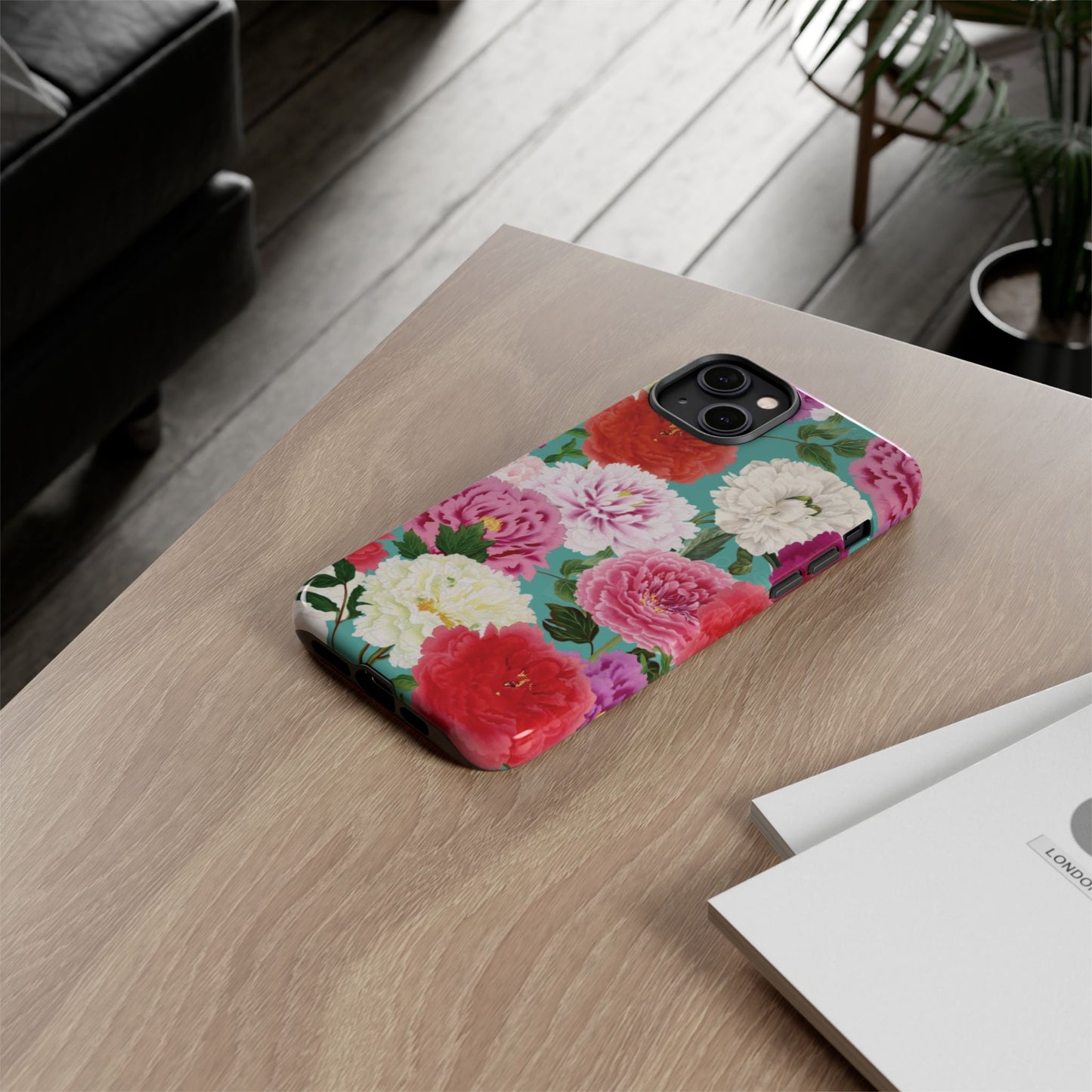 Coque de téléphone renforcée Floral Peony — Housse botanique protectrice pour iPhone