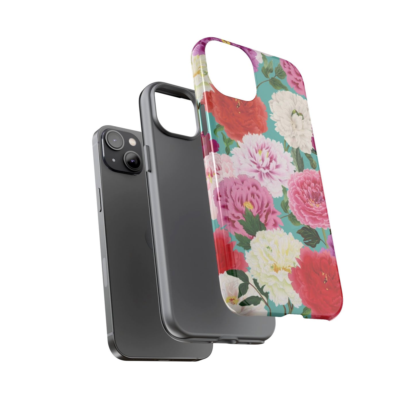Coque de téléphone renforcée Floral Peony — Housse botanique protectrice pour iPhone
