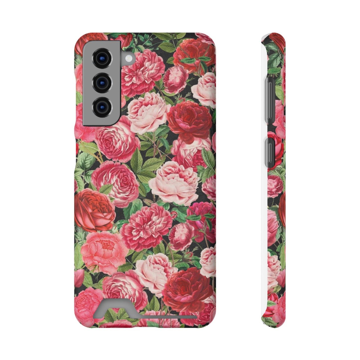 Coque de téléphone avec porte-cartes Floral Rose – Jardin vintage rose