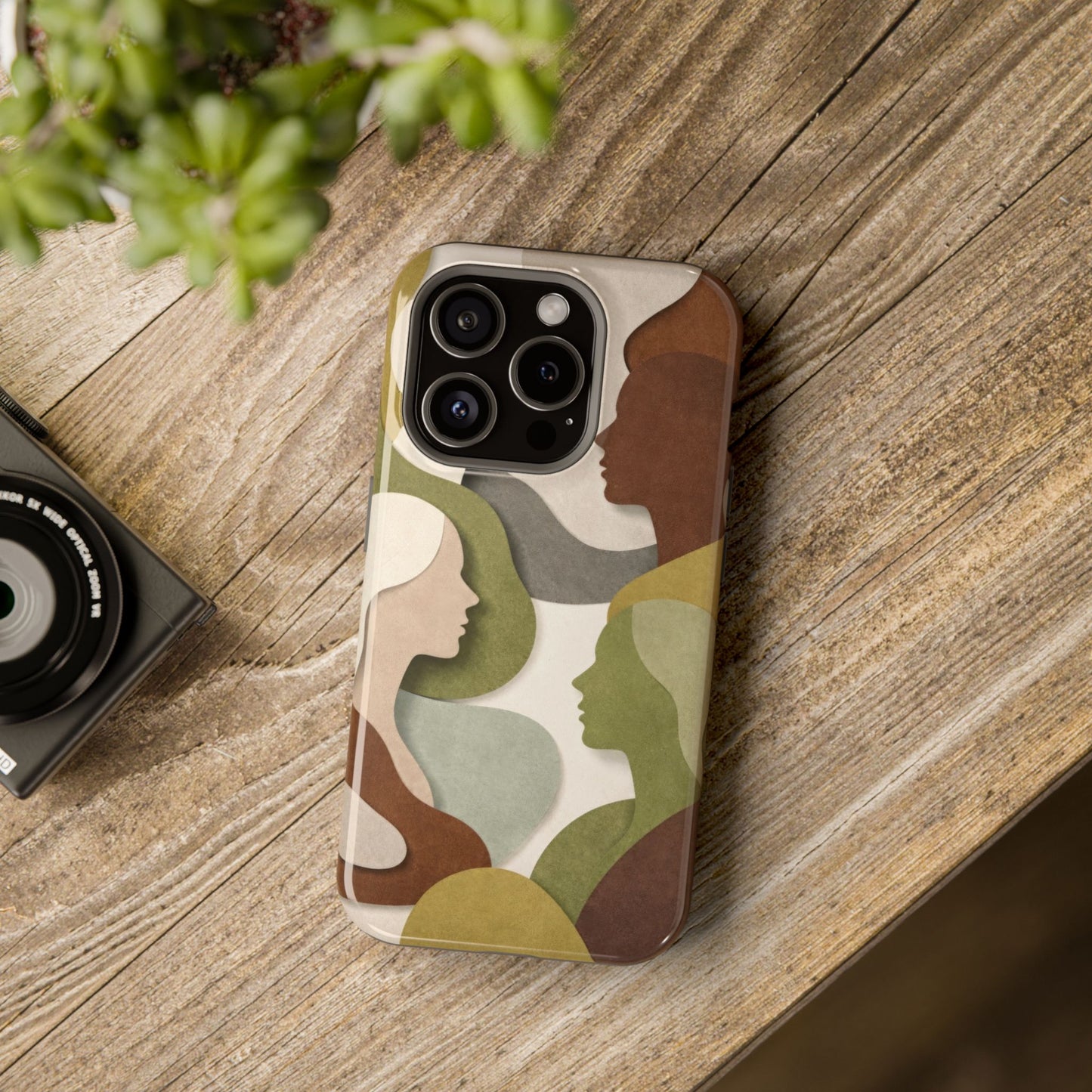 Coque de téléphone — Silhouettes multiculturelles abstraites magnétique et résistante aux chocs