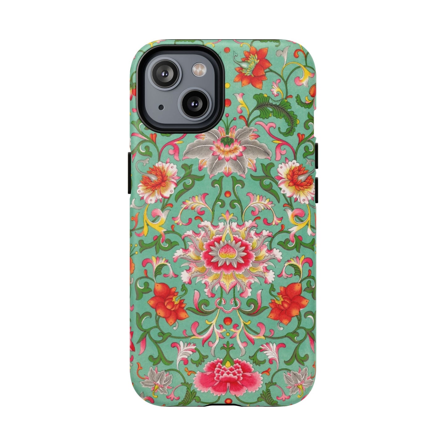 Coque de téléphone magnétique renforcée à motif floral vintage