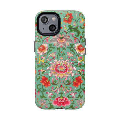 Coque de téléphone magnétique renforcée à motif floral vintage