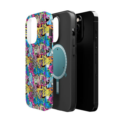 Coque de téléphone magnétique Graffiti Collage — Housse protectrice résistante aux chocs