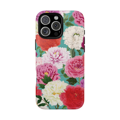 Coque de téléphone renforcée Floral Peony — Housse botanique protectrice pour iPhone