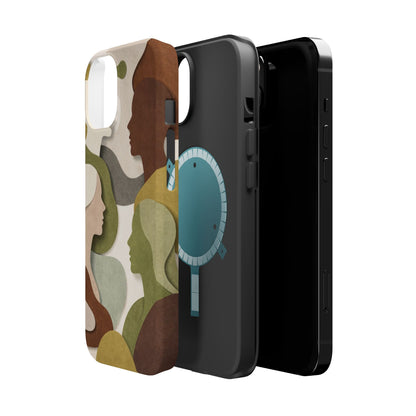 Coque de téléphone — Silhouettes multiculturelles abstraites magnétique et résistante aux chocs