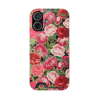 Coque de téléphone avec porte-cartes Floral Rose – Jardin vintage rose