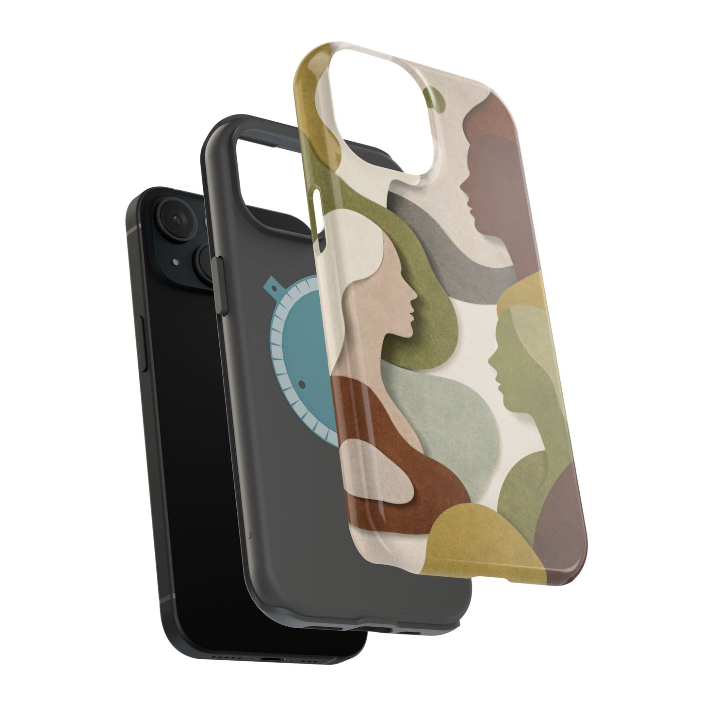 Coque de téléphone — Silhouettes multiculturelles abstraites magnétique et résistante aux chocs