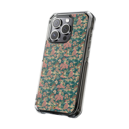 Floral Vintage Clear Magnetic Phone Case – Impact-Resistant iPhone Cover