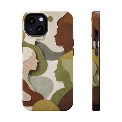 Coque de téléphone — Silhouettes multiculturelles abstraites magnétique et résistante aux chocs