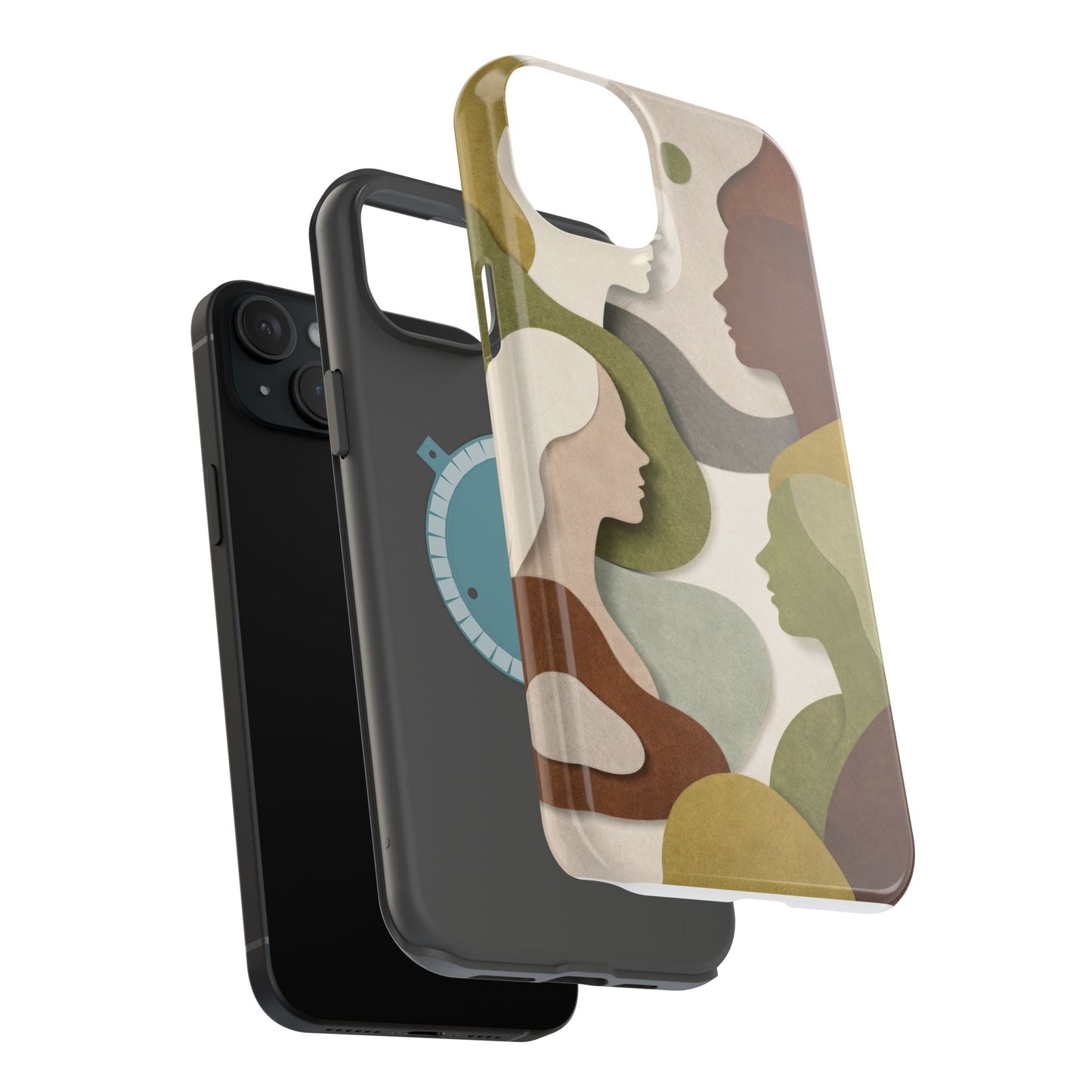 Coque de téléphone — Silhouettes multiculturelles abstraites magnétique et résistante aux chocs