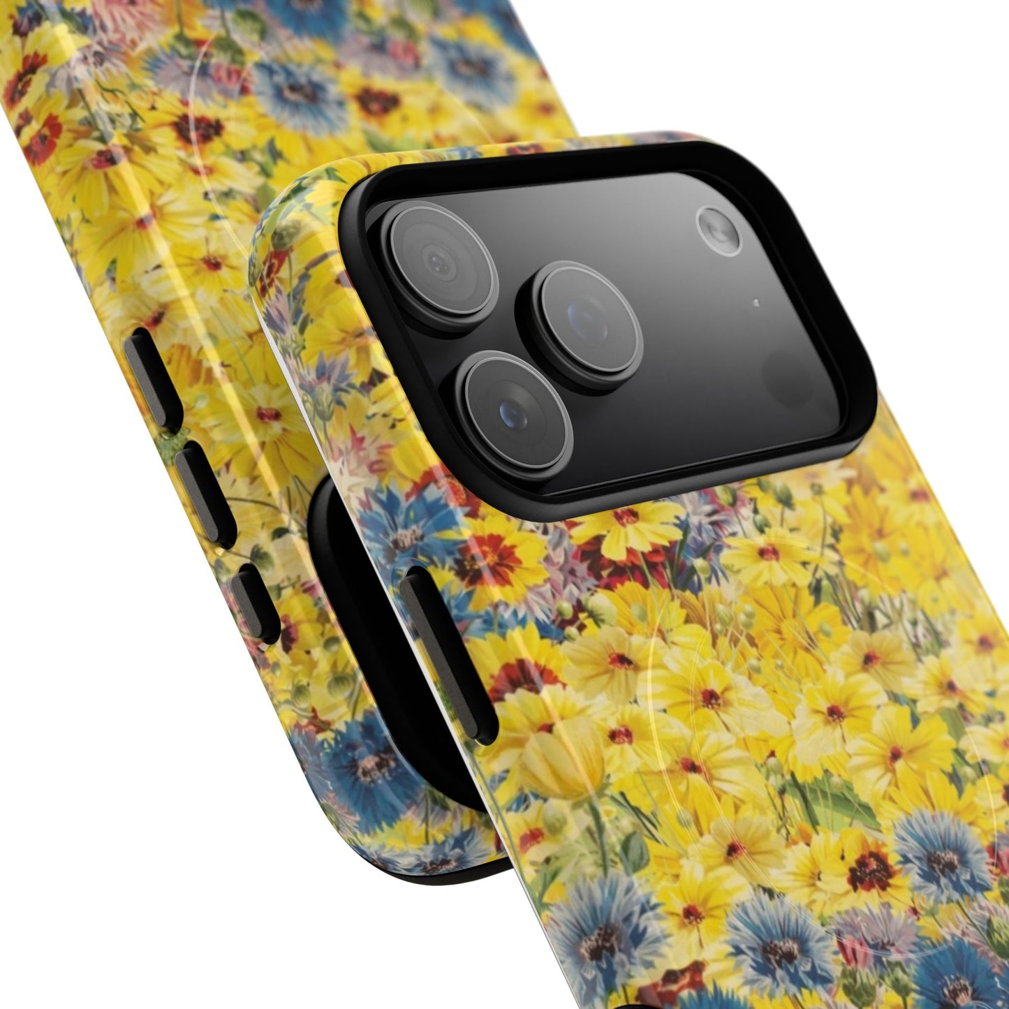 Coque de téléphone magnétique renforcée Floral Yellow Wildflower — Housse magnétique durable à fixation Snap