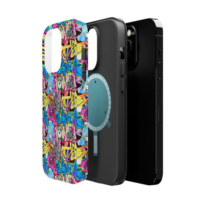 Coque de téléphone magnétique Graffiti Collage — Housse protectrice résistante aux chocs