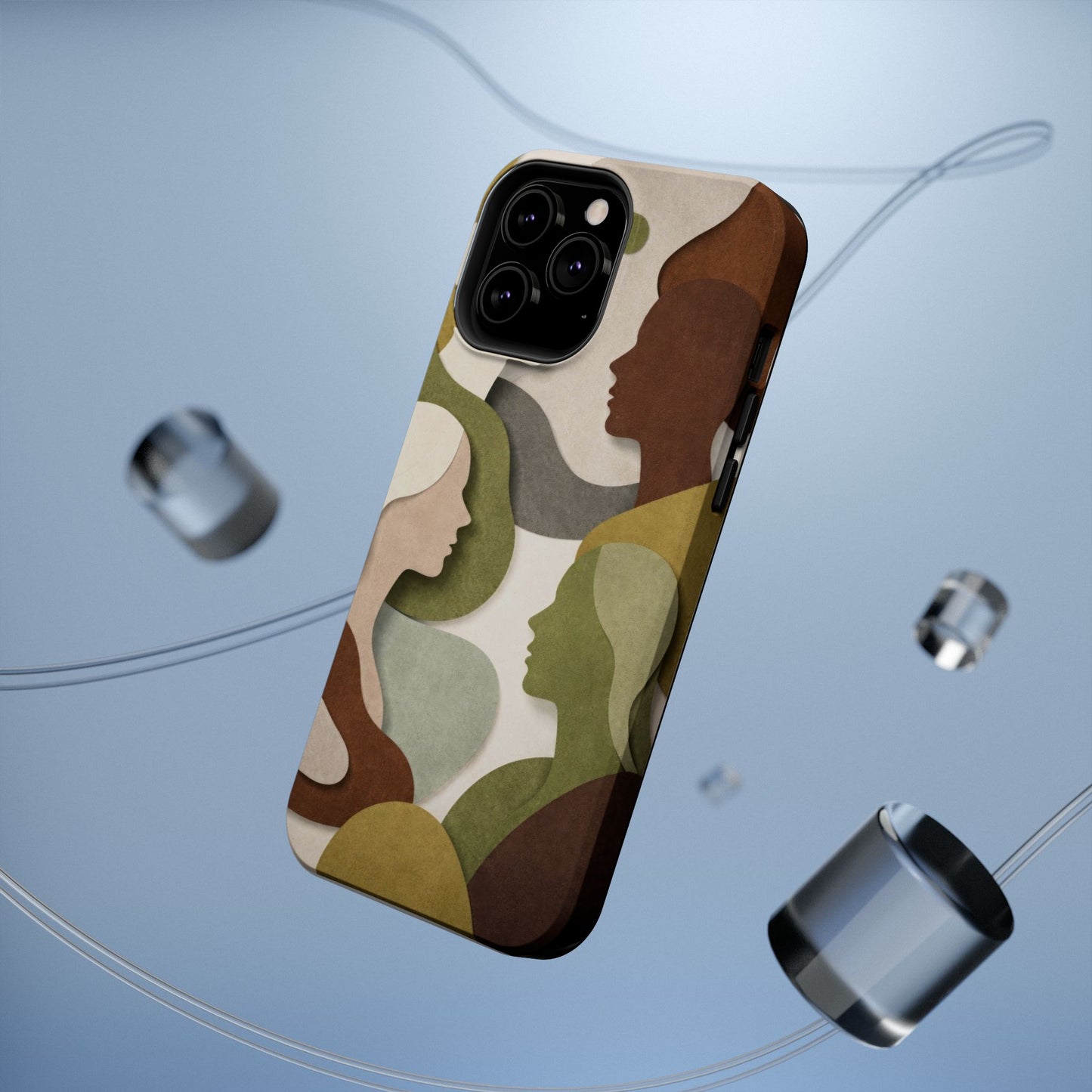 Coque de téléphone — Silhouettes multiculturelles abstraites magnétique et résistante aux chocs
