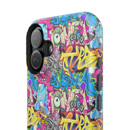 Coque de téléphone magnétique Graffiti Collage — Housse protectrice résistante aux chocs