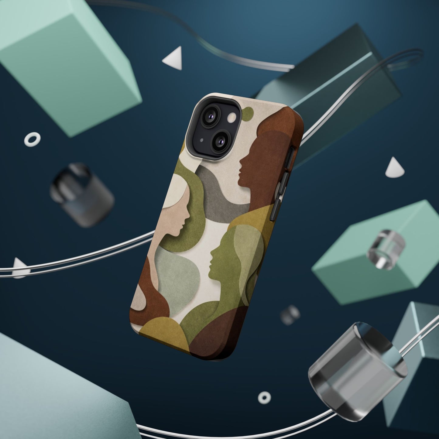 Coque de téléphone — Silhouettes multiculturelles abstraites magnétique et résistante aux chocs