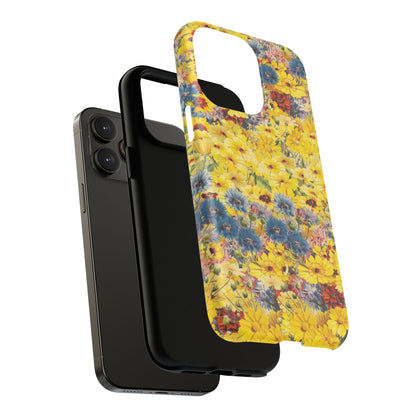 Coque de téléphone magnétique renforcée Floral Yellow Wildflower — Housse magnétique durable à fixation Snap