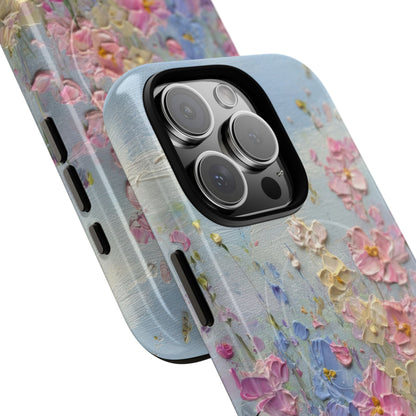 Coque de téléphone Floral Garden — Coque magnétique renforcée à fleurs texturées pastel