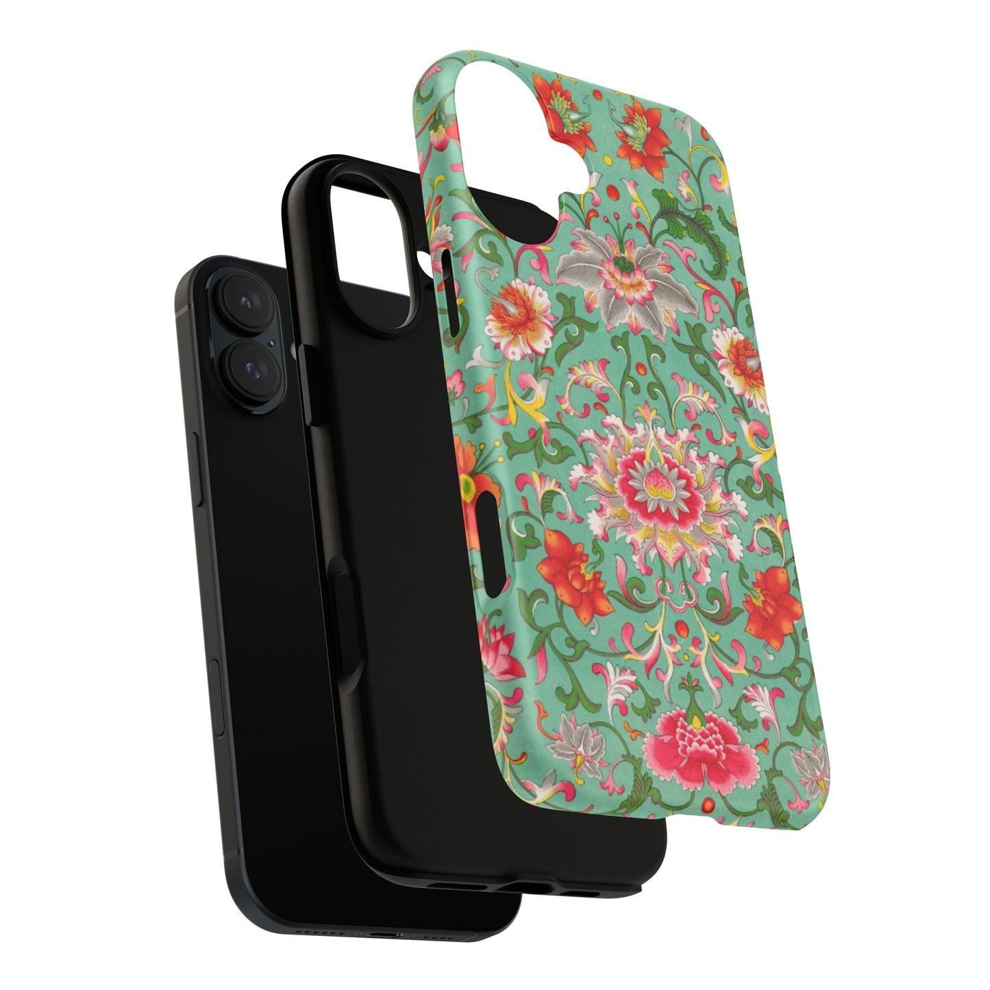 Coque de téléphone magnétique renforcée à motif floral vintage