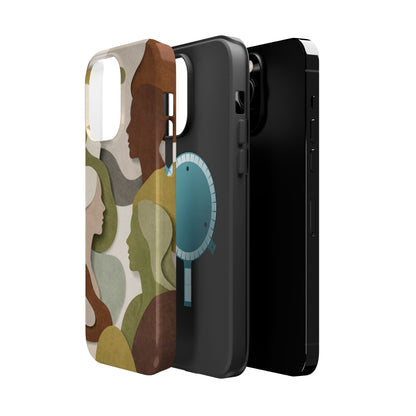 Coque de téléphone — Silhouettes multiculturelles abstraites magnétique et résistante aux chocs