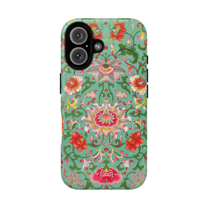 Coque de téléphone magnétique renforcée à motif floral vintage
