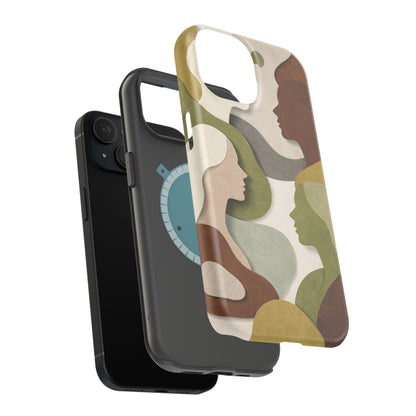 Coque de téléphone — Silhouettes multiculturelles abstraites magnétique et résistante aux chocs