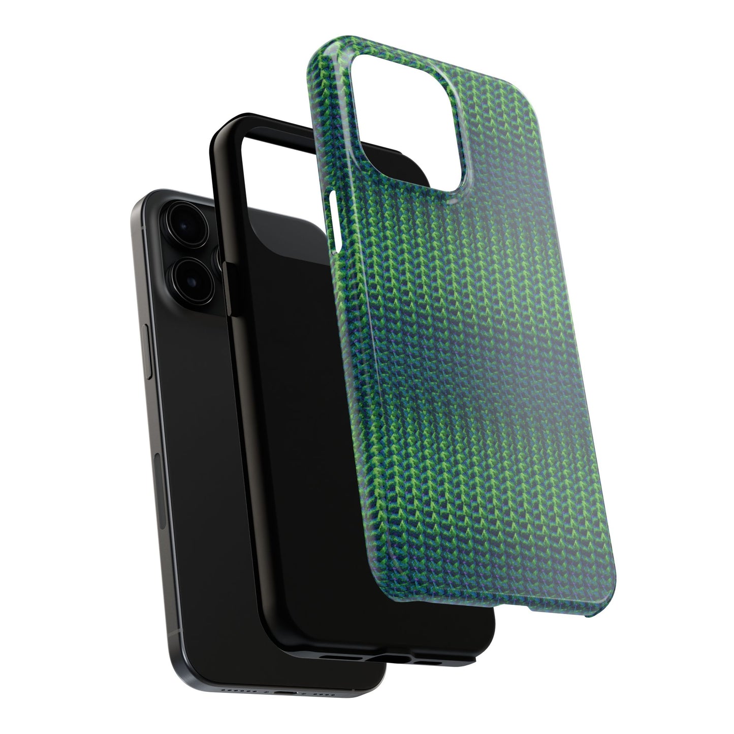 Green Woven Texture Tough Phone Case — Durable Protective Phone Cover
