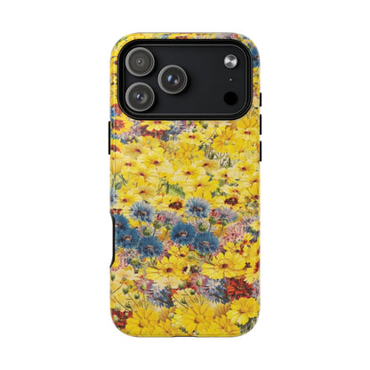 Coque de téléphone magnétique renforcée Floral Yellow Wildflower — Housse magnétique durable à fixation Snap